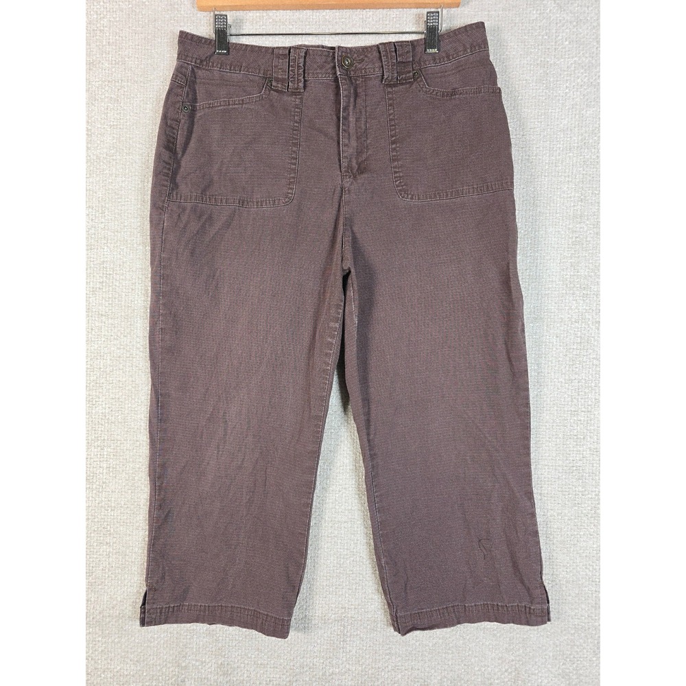 Christopher & Banks Womens Brown Stretch Cotton Capri‎ Cropped Pants Size 10